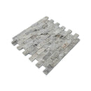 natural stone 1x2 split face mosaic light silver travertines SKU-20012364 angle view