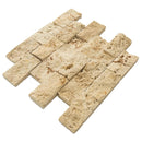 beige rustic splitface travertine mosaics 1x2 SKU 20012362 angle view