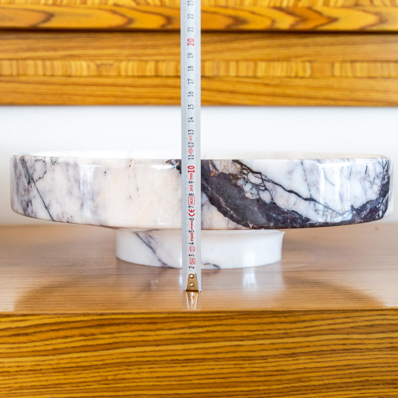 new york marble natural stone above counter sink polished SKU NTRVS23 Size (D):15.5" (H):4.5" height measure view