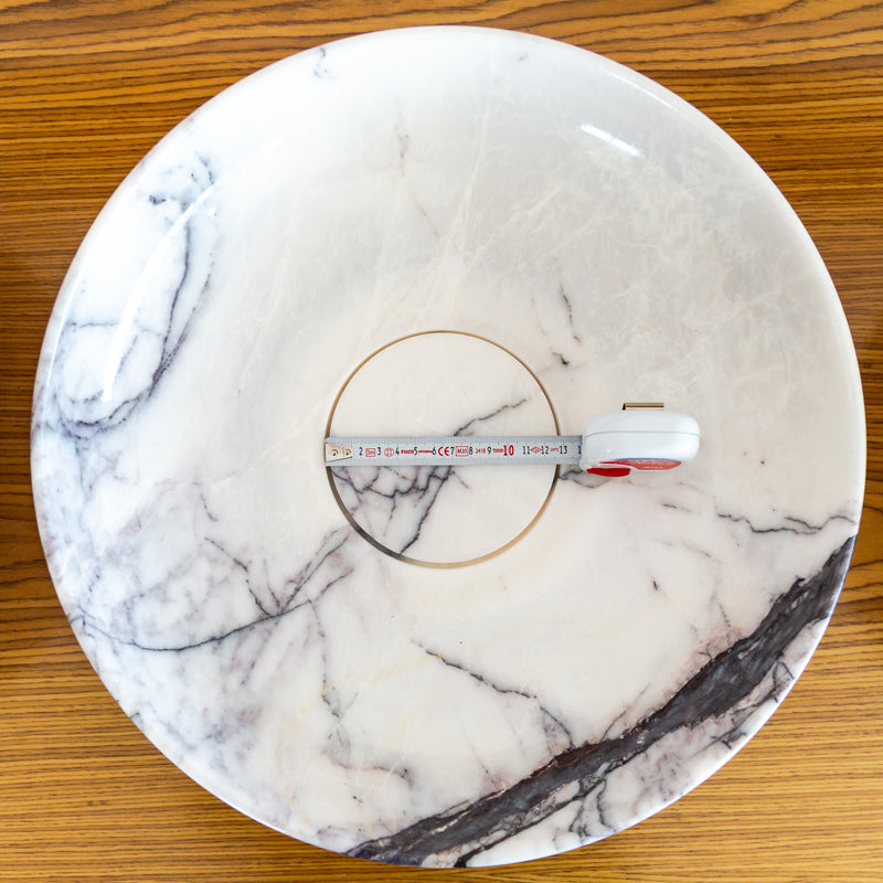 new york marble natural stone above counter sink polished SKU NTRVS23 Size (D):15.5" (H):4.5" drain hole measure view