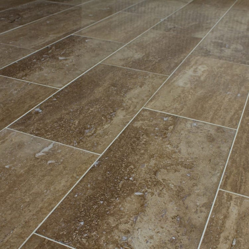 Noce Brown Vein-cut Travertine Floor and Wall Tile 12"x24"