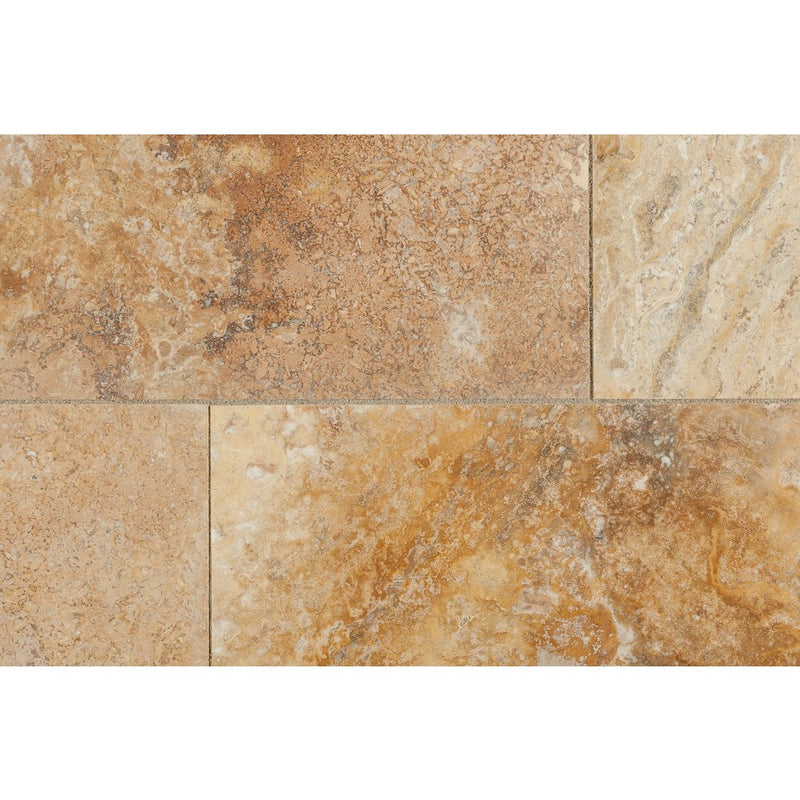 oasis gold premum travertine tile honed and filled size 18"x18" SKU-10074413 multi close view