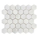 pamukkale white polished marble mosaics hexagon 2x2 SKU-20020058 top mesh view