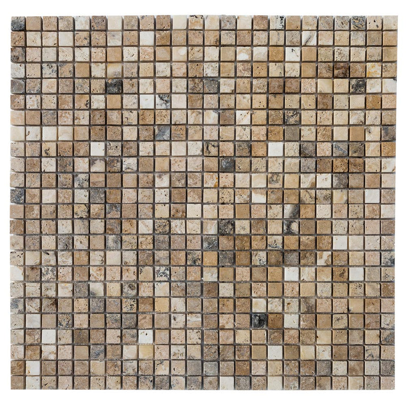 philadelphia tumbled travertine mosaic tile 1x1 SKU-20012340 top view