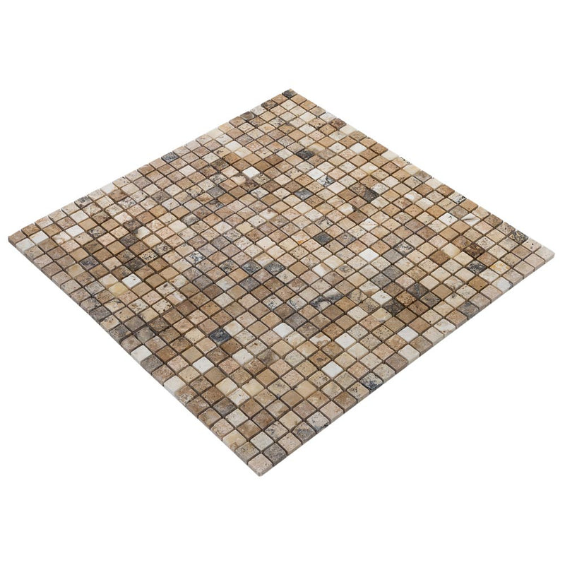 philadelphia tumbled travertine mosaic tile 1x1 SKU-20012340 multi angle view