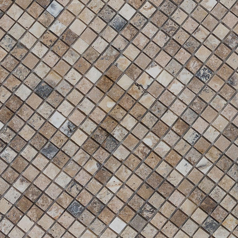 philadelphia tumbled travertine mosaic tile 1x1 SKU-20012340 product shot without joint