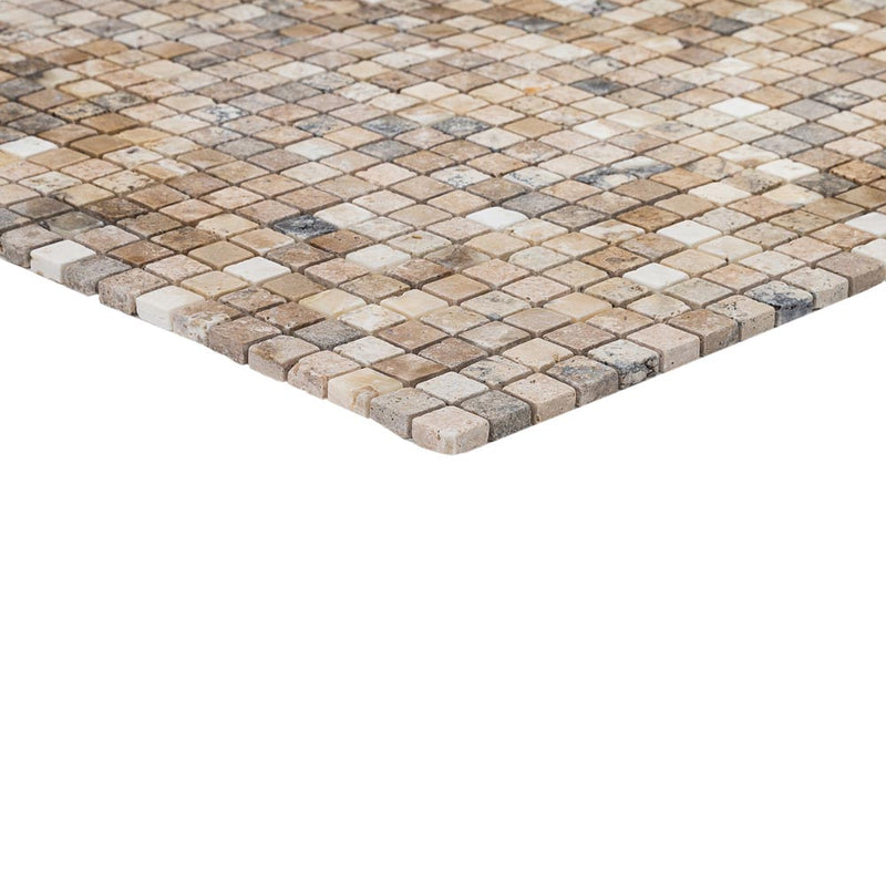 philadelphia tumbled travertine mosaic tile 1x1 SKU-20012340 corner view