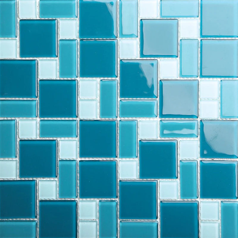 Shades of Blue 11.81" x 11.81" Glass Mesh-Mounted Mosaic Tile SKU-HSSBGMTPAT