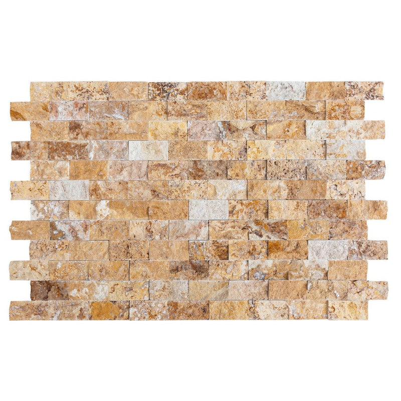 scabos travertine split face stone siding mosaic tile mesh size 12x12-SKU-20012403 top mesh view