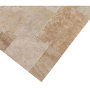 Scott rustic antique French pattern set travertine tile size pattern set surface brushed unfilled edge chiseled SKU-10104421 Close up view of the product.