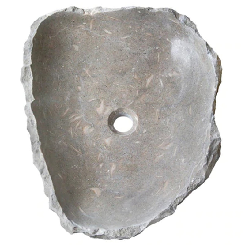 seagrass fossil limestone rustic natural stone vessel sink Size (W)18" (L)22" (H)5" -SKU-NTRSTC16-L top view
