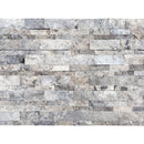 silver travertine split face stone siding mesh size 7.25"x19.75"-SKU-10107183 top view
