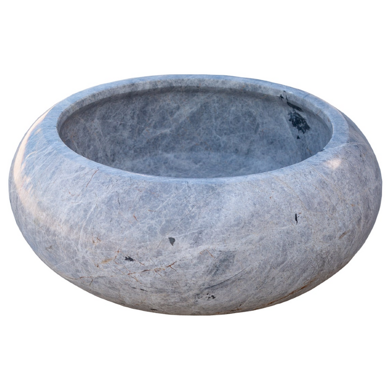 sirius silver marble natural stone vessel sink polished size (D)15.5" (H)6" SKU-TMS21 product shot front view
