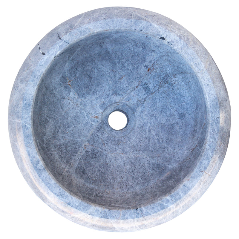 sirius silver marble natural stone vessel sink polished size (D)15.5" (H)6" SKU-TMS21 product shot top view
