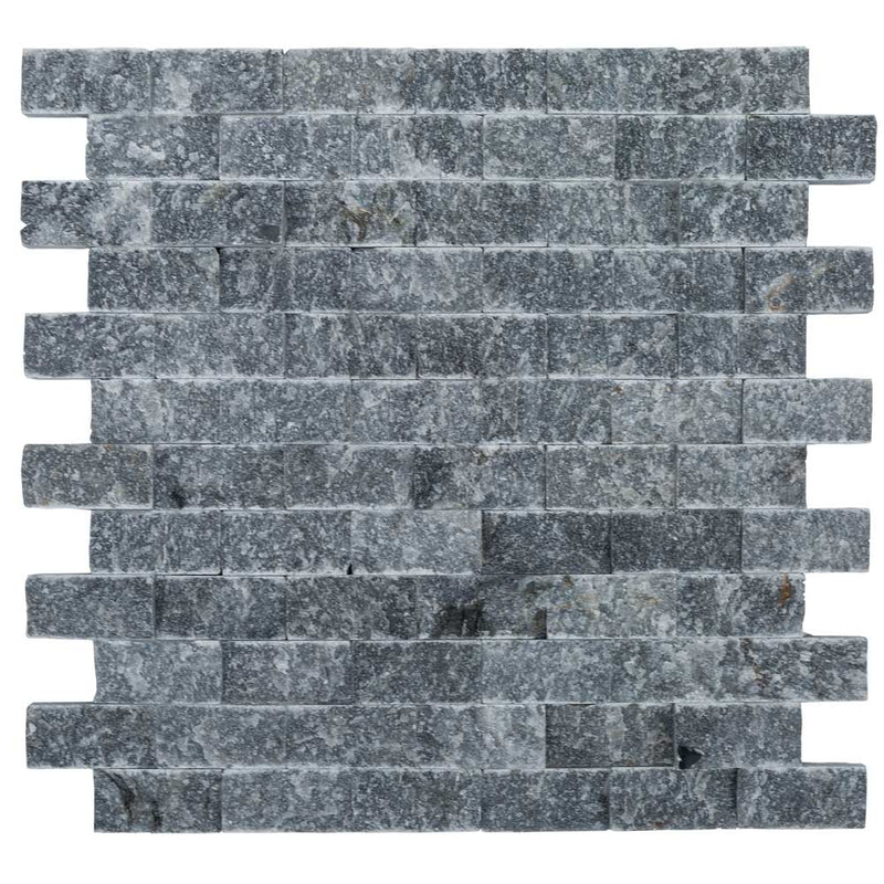 Space gray split face marble mosaics 1"x2" SKU-20012458 top mesh view
