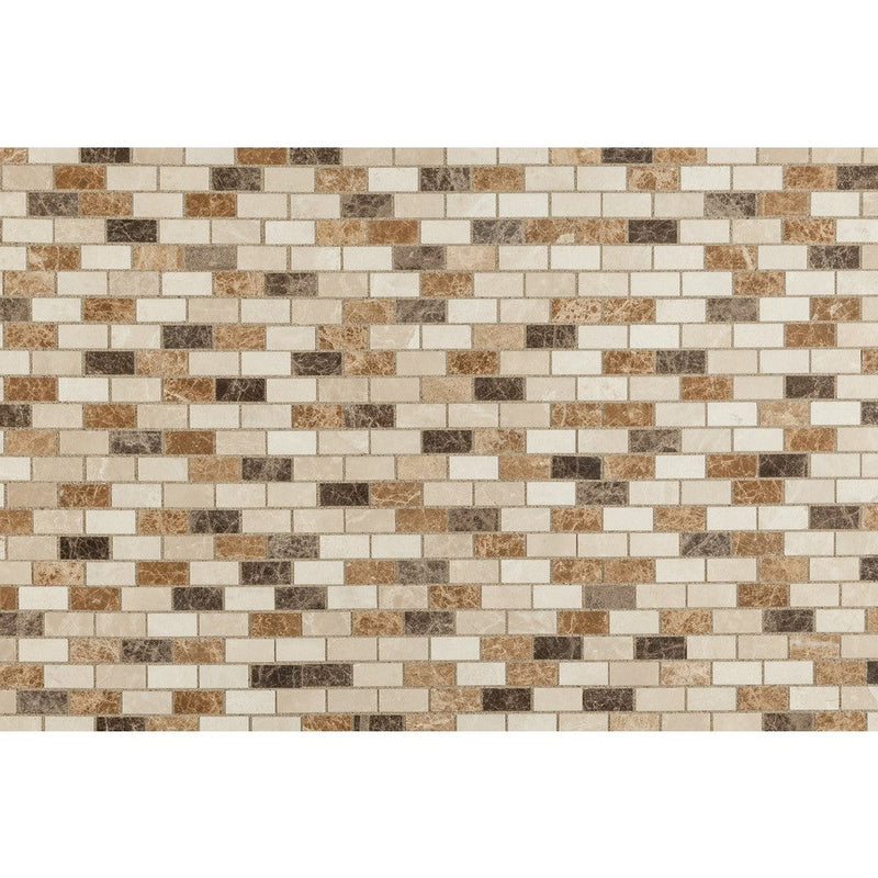 spanish mix marble mosaic tile mesh size 12"x12" surface polished SKU-10083724 multi top view