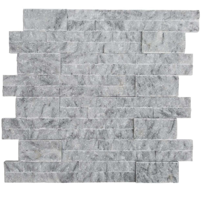 split face carrara gray marble stacked stone ledger panel 6x24 SKU-20012462 product shot multiple products top view