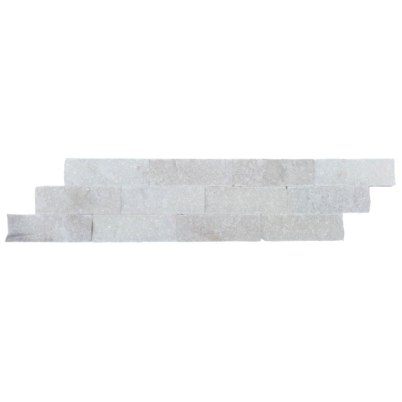 split face turkish carrara marble stacked stone ledger panel 6x24 SKU-20012461 product shot front view
