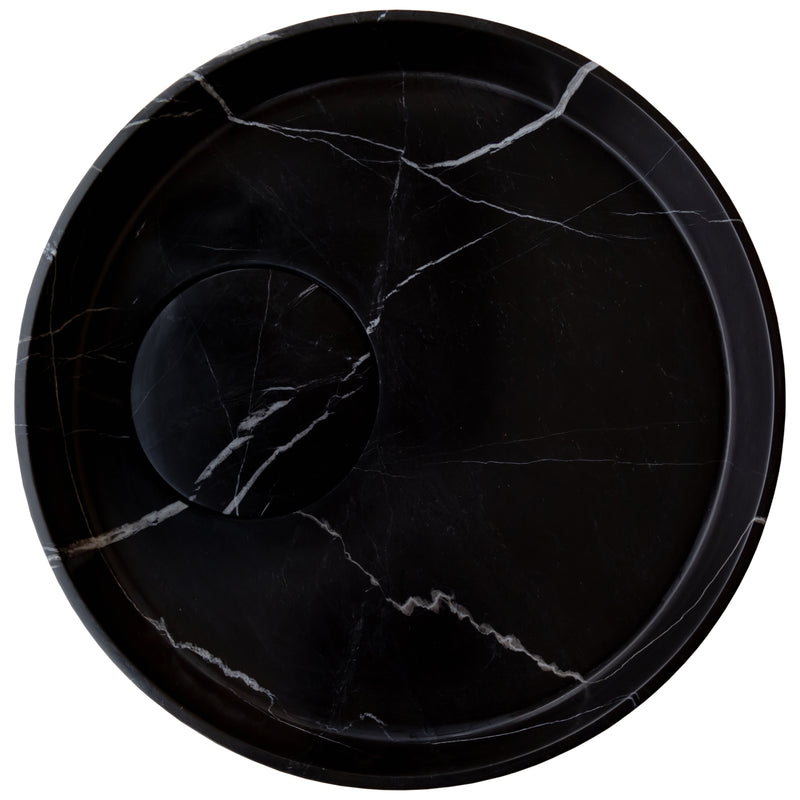 Toros Black Natural Stone Marble Artistic Vessel Sink Polished (D)17.5" (H)6"