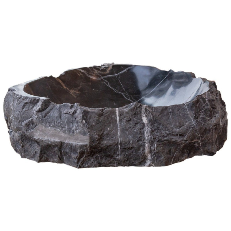 toros black rustic marble natural stone vessel sink polished hand-split face size (W)17" (L)17" (H)5" SKU-NTRVS08 product shot front view