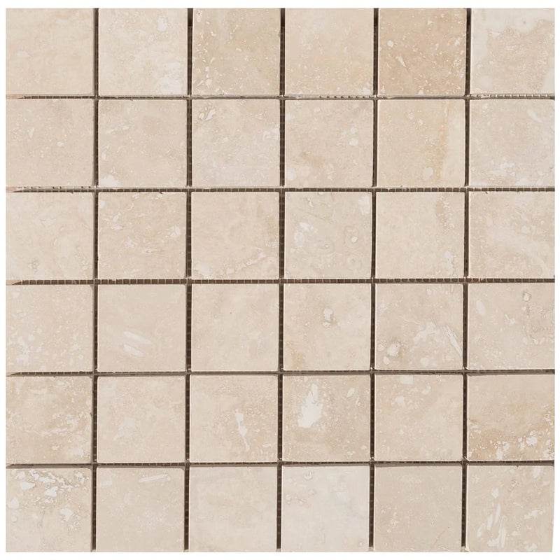Light Beige Travertine Honed Mosaic Tile (10 sqft per box)