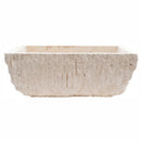 troia light beige rustic natural stone Vessel Sink honed and hand chiseled size W12 L17 H6 SKU NTRSTC54 side view