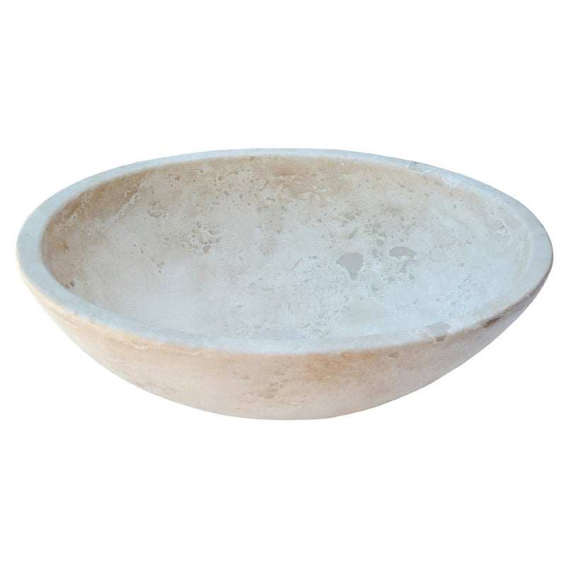 troia light beige travertine natural stone oval vessel sink surface honed filled size (W)16" (L)21" (H)6" (52cmx41cm)-SKU-NTRSTC06 product shot front view