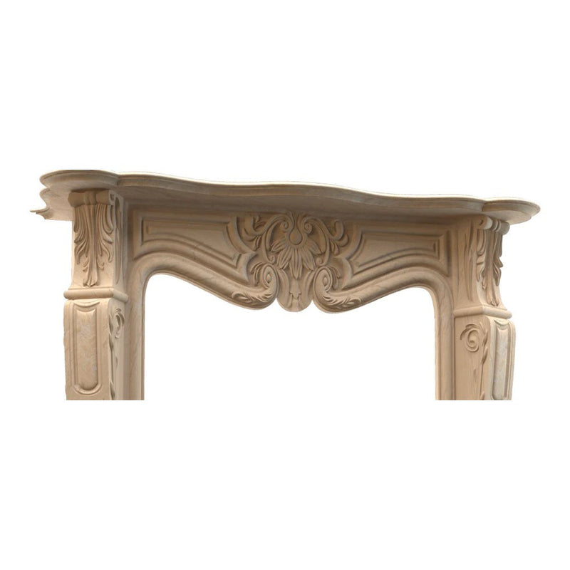 Troia Light Travertine Traditional Hand-carved Fireplace Surround