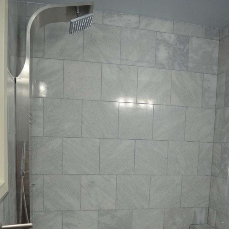 troya fume grey polished marble tiles size 18"x18" SKU-10085718 installed on bathroom  flooring