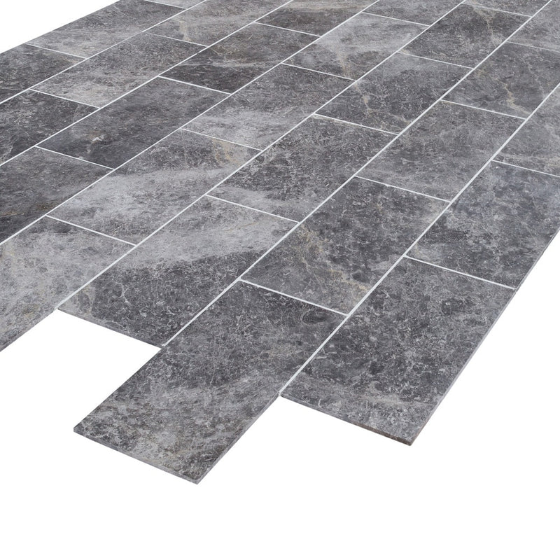 turkish bardiglio marble tile honed 12x24 SKU-15239433 product shot angle view