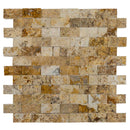 valencia travertine split face stone siding mosaic tile mesh size 12x12 SKU-20012456 mesh top view