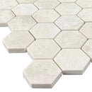 Vanilla Beige Marble 2" Hexagon on 12" x 12" Mesh Mosaic Tile SKU-HSVN2HEXMOSH close view