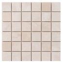 Vanilla Beige Marble 2"x2" Honed on 12" x 12" Mesh Mosaic Tile SKU-HSVB2x2BMOSH on white background