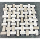 Vanilla Beige Marble Basketweave Design on 12" x 12" Mesh Mosaic Tile SKU-HSVBBWVDMOSH top view