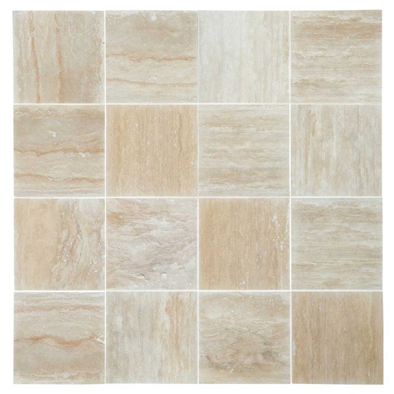 vein cut classic travertine tile size 16"x16" surface polished filled edge straight SKU-20012419.2 