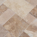 volcano antique French pattern set travertine tile size pattern set surface brushed chiseled SKU-10076976 close up view of product